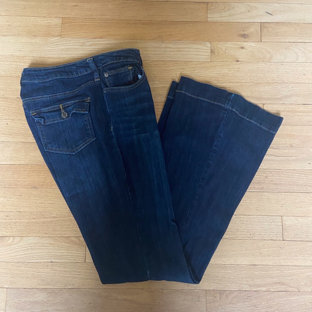 Bison Bisou Flare Bootcut Flap Button Back Pocket Jeans Size 10
